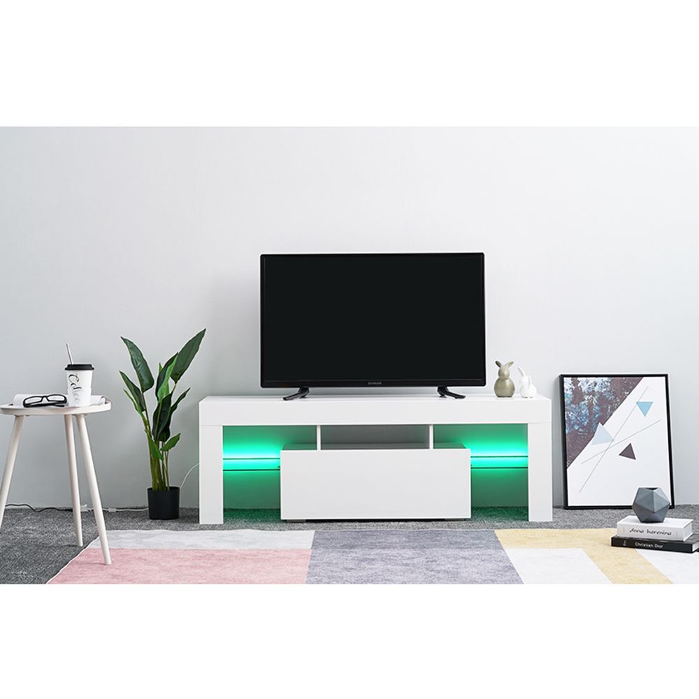 Led Tv Stand Modern Led Living Room Furniture Tv Cabinets For 57&#039;&#039; Led Tv Stands With Rgb Led Light And Glass Shelves (View 2 of 15)