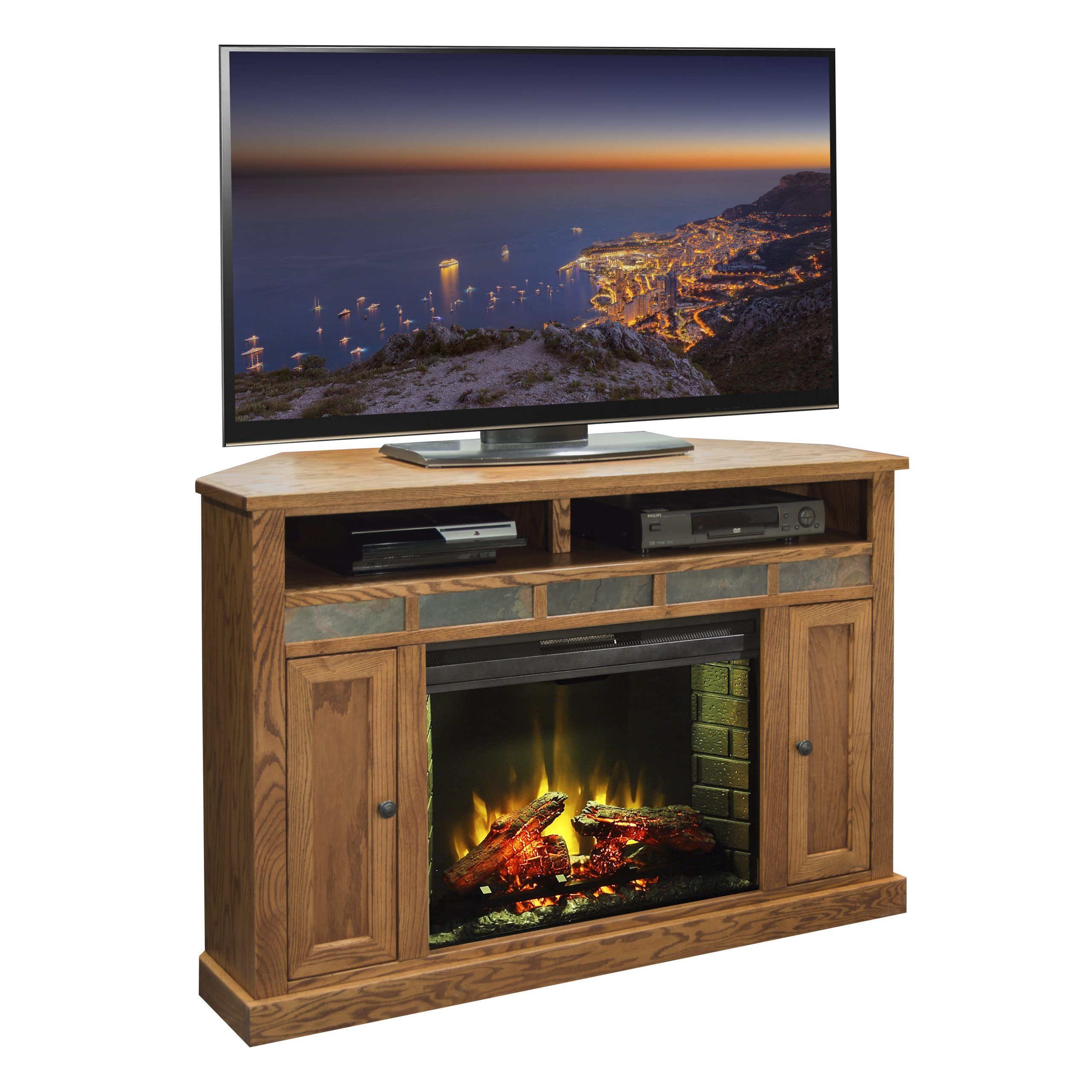 Legends Furniture Oak Creek Tv Stand With Electric Intended For Oak Tv Entertainment Stands (View 14 of 15)