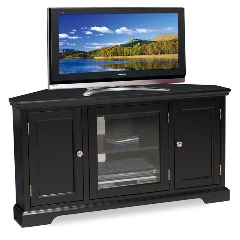 Leick Hardwood 46" Corner Tv Stand In Black – 83385 Throughout Black Corner Tv Cabinets (View 10 of 15)