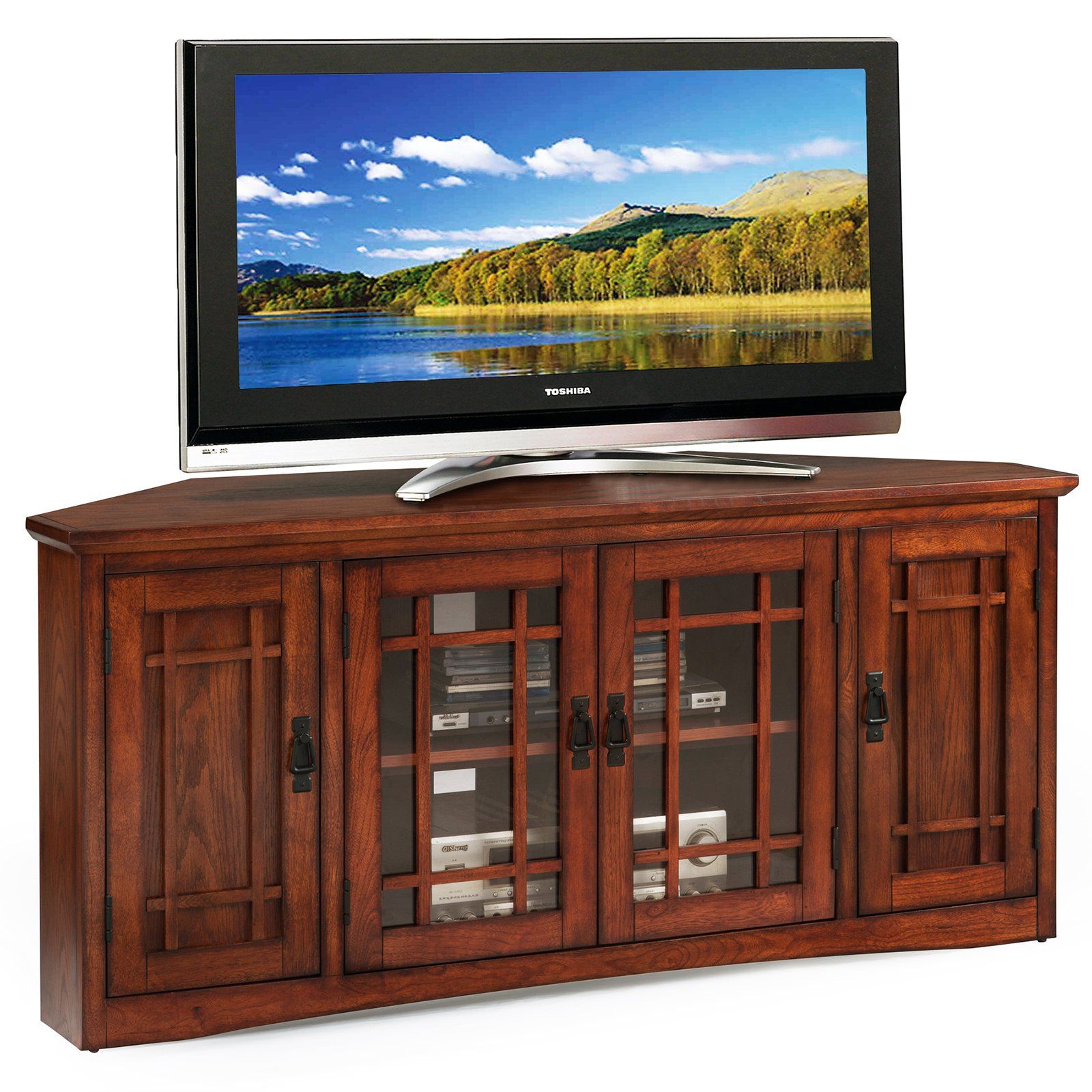 Leick Home 56" Corner Tv Stand For Tv's Up To 60", Mission With Corner Wooden Tv Stands (View 8 of 15)