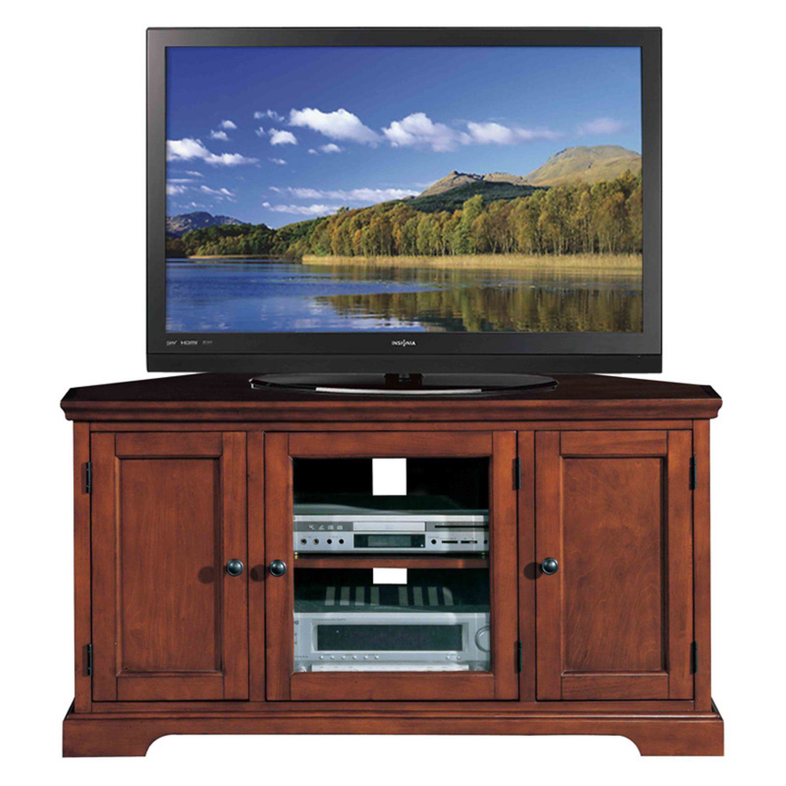 Leick Home Westwood 46" Corner Tv Stand W/storage For Tv's Pertaining To Tv Stands Rounded Corners (View 12 of 15)
