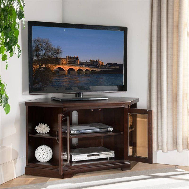 Leick Riley Holliday 46" Corner Tv Stand In Chocolate With Regard To Mission Corner Tv Stands For Tvs Up To 38" (View 6 of 15)