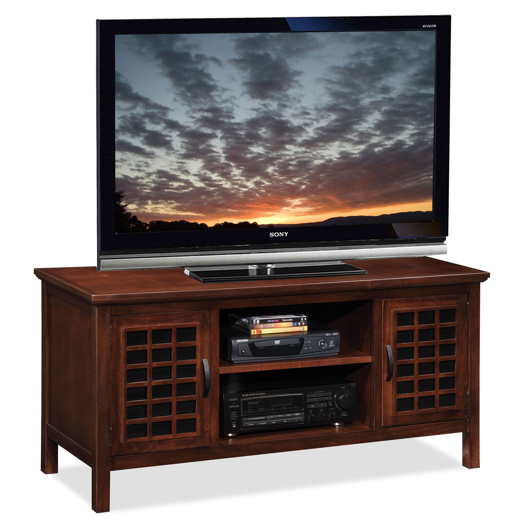 Leick Tv Stand | Tv Stand With Glass Doors, Tv Stand Wood With Dark Wood Corner Tv Stands (Photo 1 of 15)