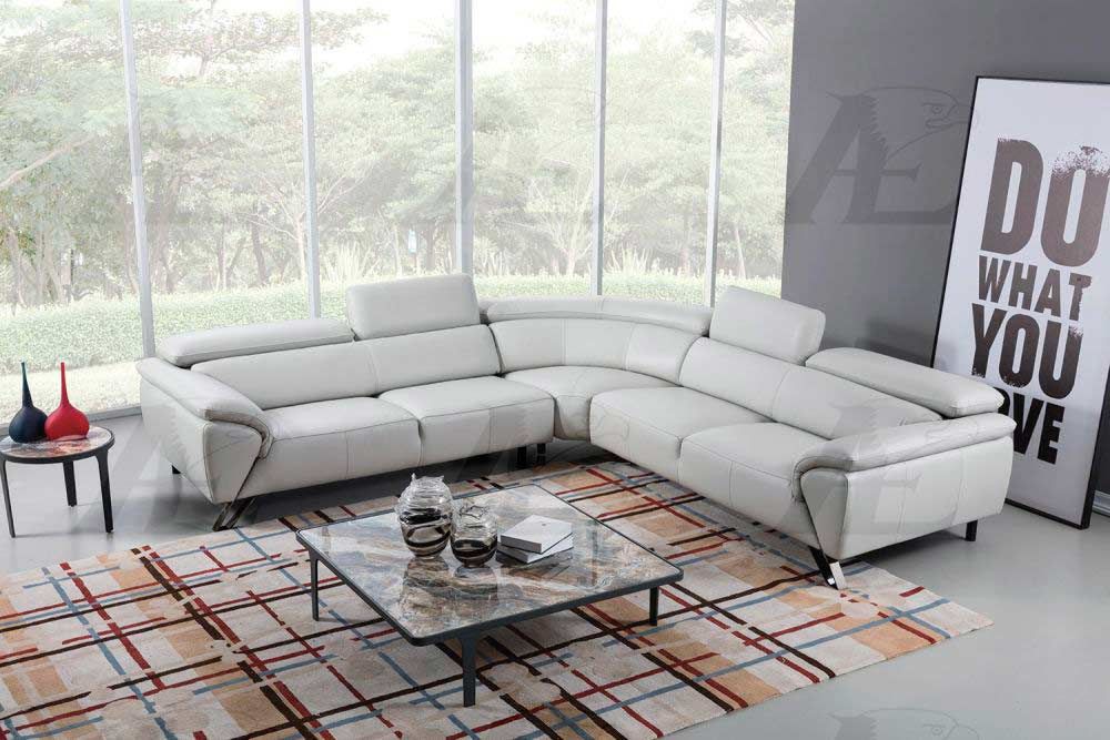 Light Gray Leather Sectional Sofa Ae 002 | Leather Sectionals For Sectional Sofas In Gray (View 13 of 15)