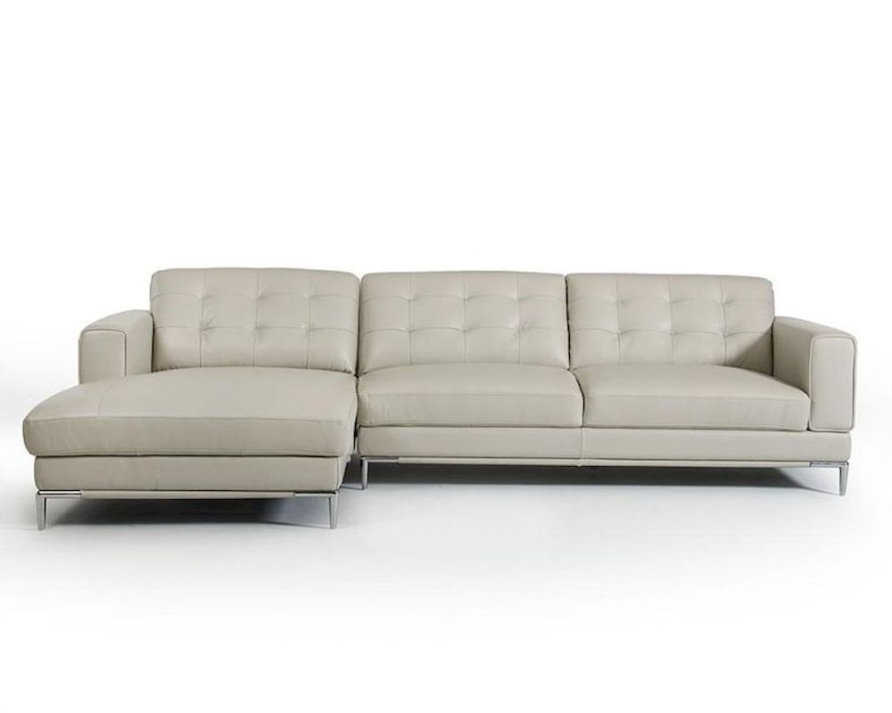 Light Grey Leather Sectional Sofa In Contemporary Style With Ludovic Contemporary Sofas Light Gray (View 10 of 15)