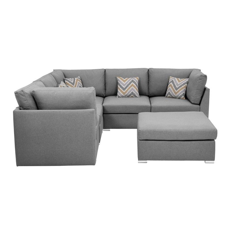 Lilola Home Amira Fabric Reversible Sectional Sofa With Pertaining To Clifton Reversible Sectional Sofas With Pillows (View 12 of 15)
