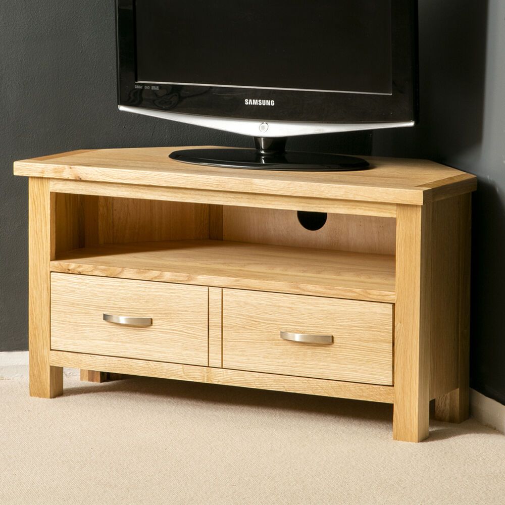 London Oak Corner Tv Stand / Plasma Tv Cabinet / Solid In Carbon Tv Unit Stands (View 1 of 15)