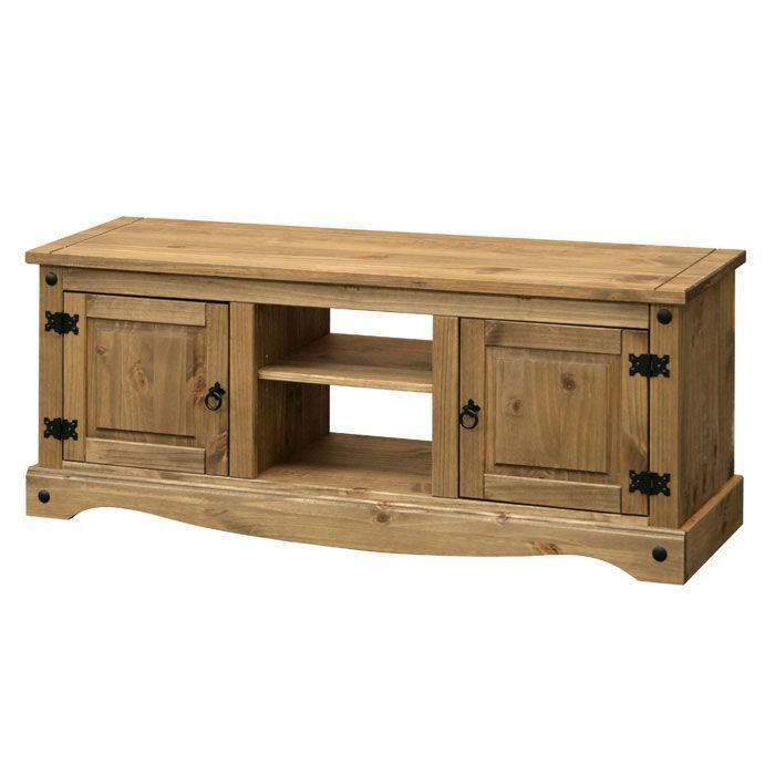 Long Tv Unit In Traditional Pine With Black Steel With Corona Small Tv Stands (View 5 of 15)