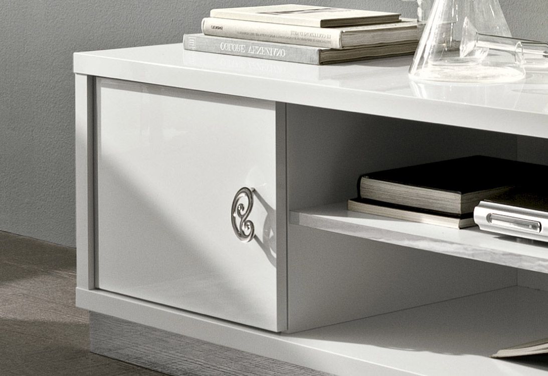 Long White Contemporary Tv Stand Base In Lacquers With Long White Tv Cabinets (View 12 of 15)