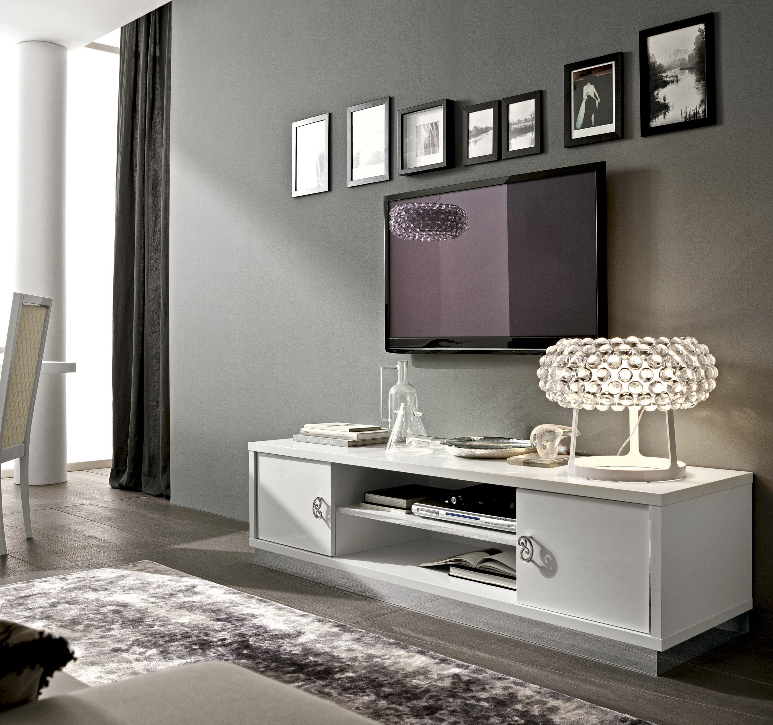Long White Contemporary Tv Stand Base In Lacquers With Regard To Modern White Tv Stands (View 13 of 15)