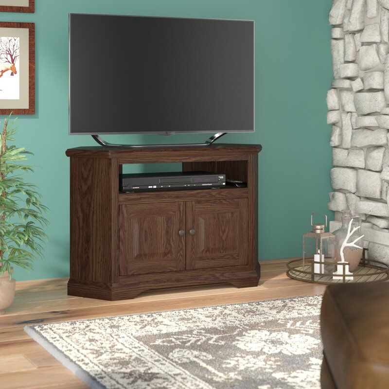 Loon Peak® Glastonbury Solid Wood Corner Tv Stand For Tvs In Corner Tv Stands For Tvs Up To 43&quot; Black (View 3 of 15)