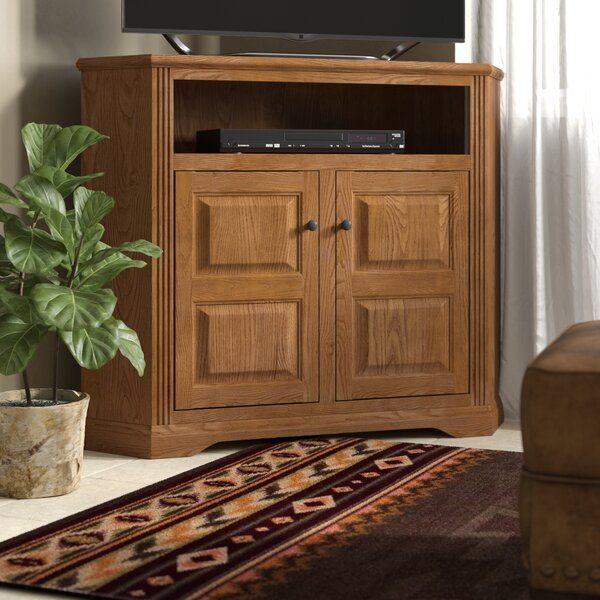 Loon Peak® Glastonbury Solid Wood Corner Tv Stand For Tvs Regarding Rustic Corner 50" Solid Wood Tv Stands Gray (Photo 3 of 15)