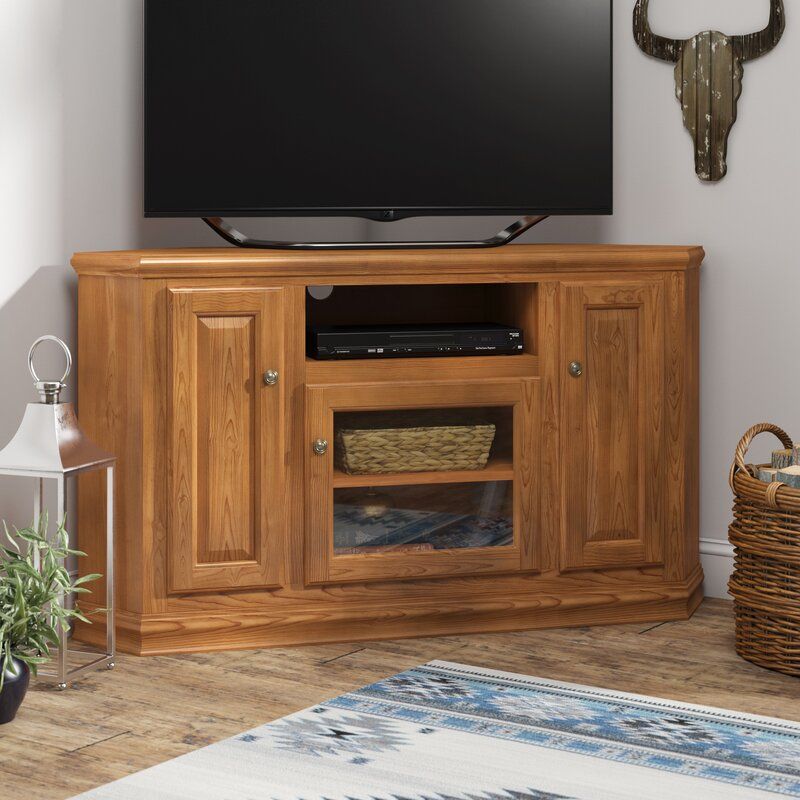 Loon Peak Lapierre Solid Wood Corner Tv Stand For Tvs Up Throughout Corner Wooden Tv Stands (View 6 of 15)