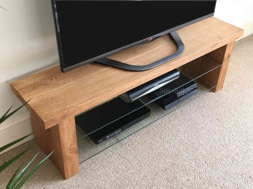 Lulworth 40 Oak And Glass Slim Tv Stand Unique, Rustic For Slimline Tv Stands (View 15 of 15)