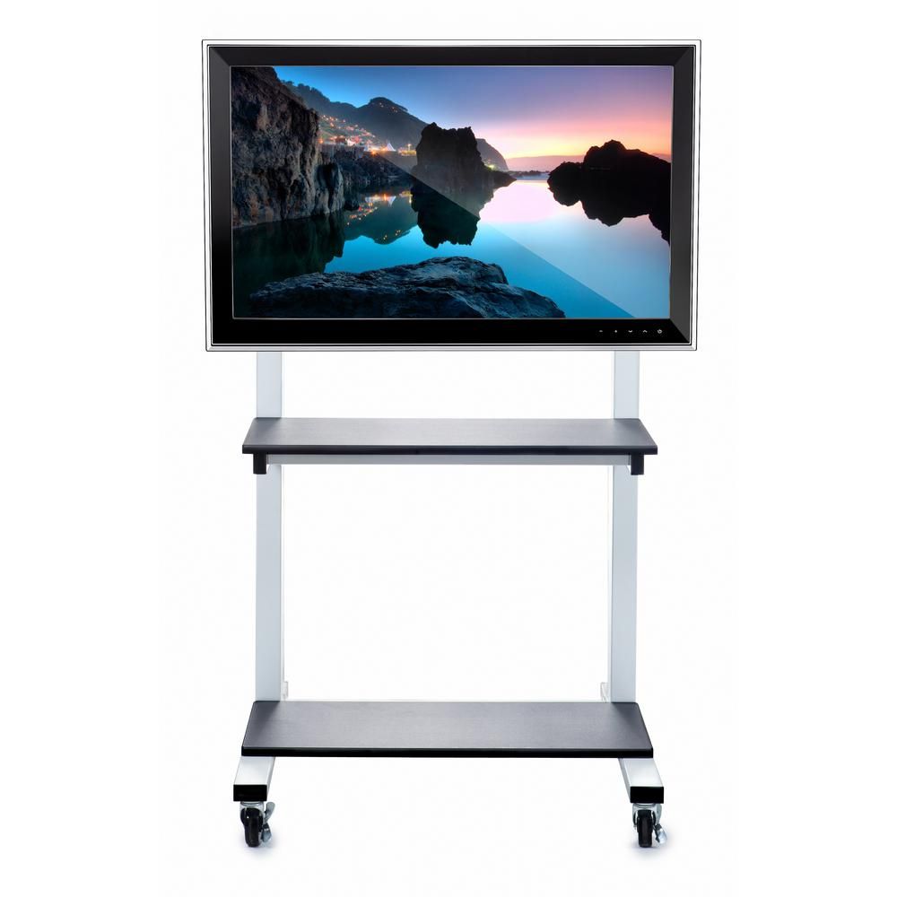 Luxor Crank Adjustable Flat Panel Tv Cart In White Clcd Within Easyfashion Adjustable Rolling Tv Stands For Flat Panel Tvs (Photo 14 of 15)