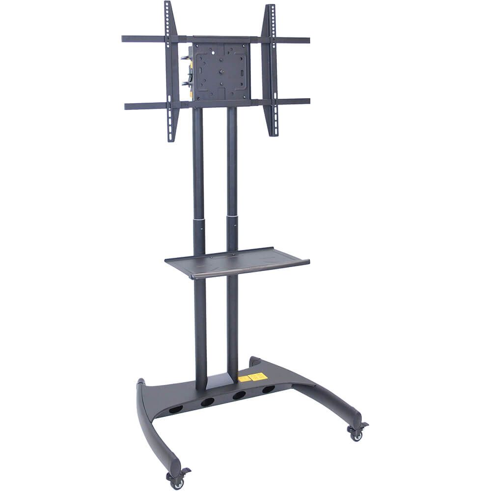 Luxor Height Adjustable Rolling Tv Stand With Horizontal Regarding Upright Tv Stands (Photo 5 of 15)
