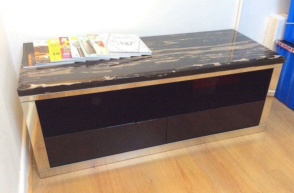 Luxury Black Gloss Tv Unit, Cabinet Chrome Sideboard | In With Regard To Black Gloss Tv Units (View 14 of 15)