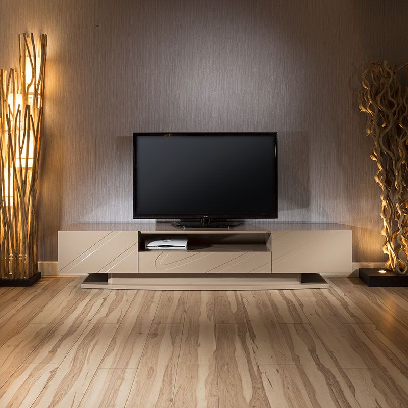 Luxury Large 2.2m Modern Tv Stand/cabinet In Beige Gloss Within Contemporary Tv Stands (Photo 1 of 15)