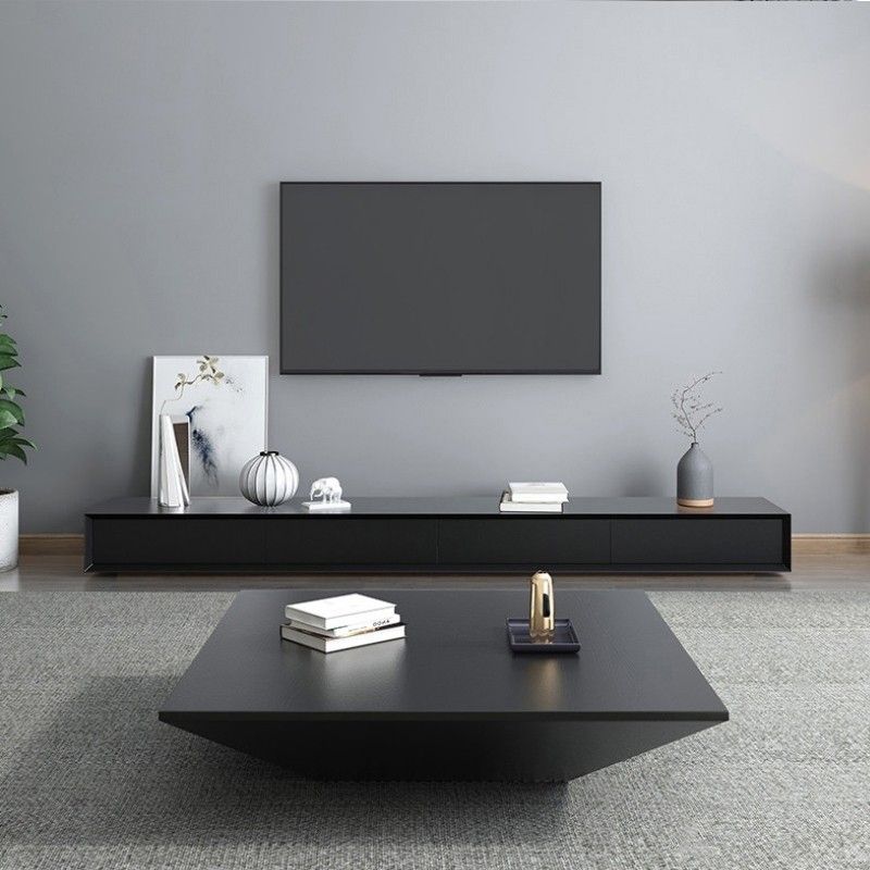Luxury Modern 71/94 Inch Black Tv Stand Rectangle Media Pertaining To White And Black Tv Stands (View 3 of 15)