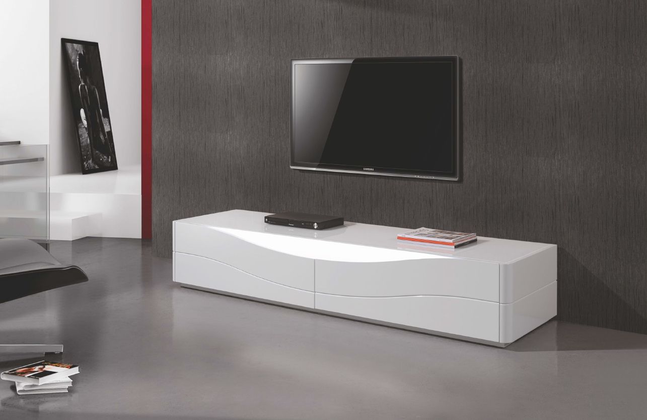 Luxury Modern Tv Stand / Cabinet / Unit White Gloss Led Intended For Long White Tv Cabinets (View 15 of 15)