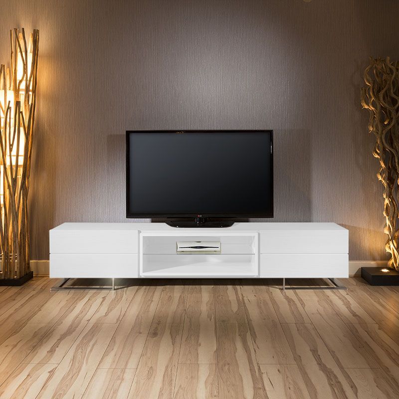 Luxury Modern Wide Tv Cabinet / Stand White Oak Finish 2 In Luxury Tv Stands (View 6 of 15)