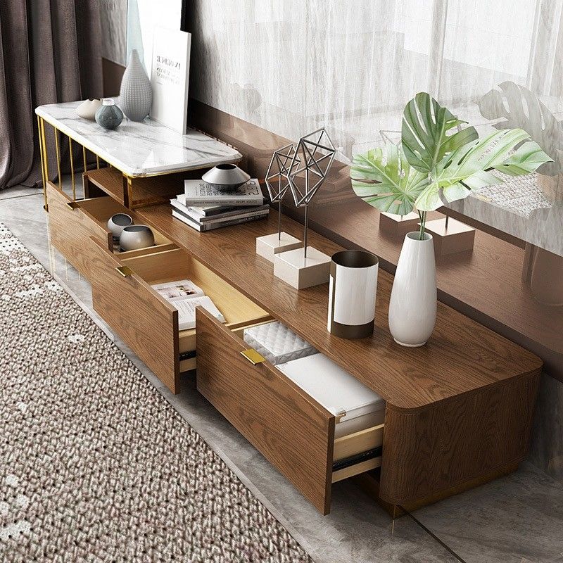 Luxury Modern Wood&faux Marble Extendable Tv Stand In Luxury Tv Stands (View 15 of 15)
