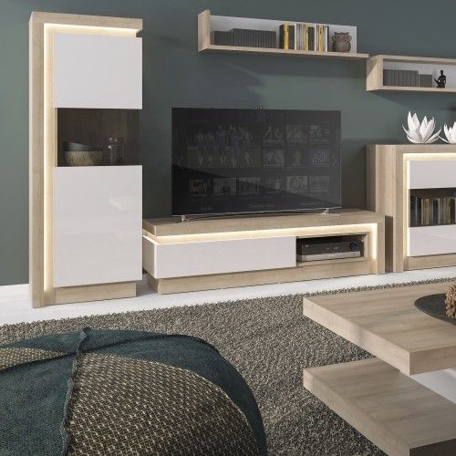 Lyon 1 Drawer Tv Cabinet With Open Shelf (including Led Intended For Tv Stands With 2 Open Shelves 2 Drawers High Gloss Tv Unis (View 8 of 15)