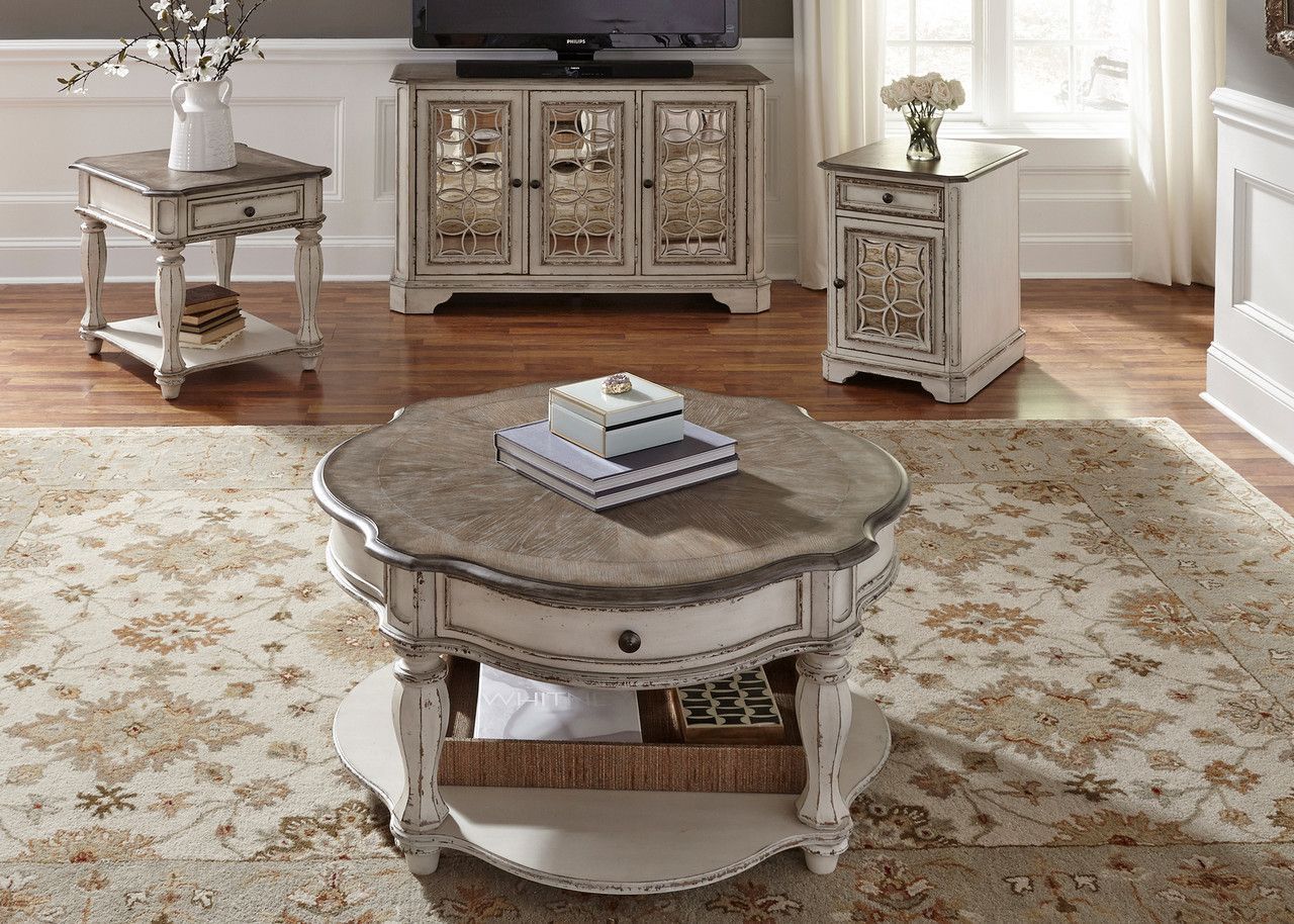 Magnolia Antique White Tv Stand With Fancy Face Top Regarding Fancy Tv Cabinets (Photo 14 of 15)