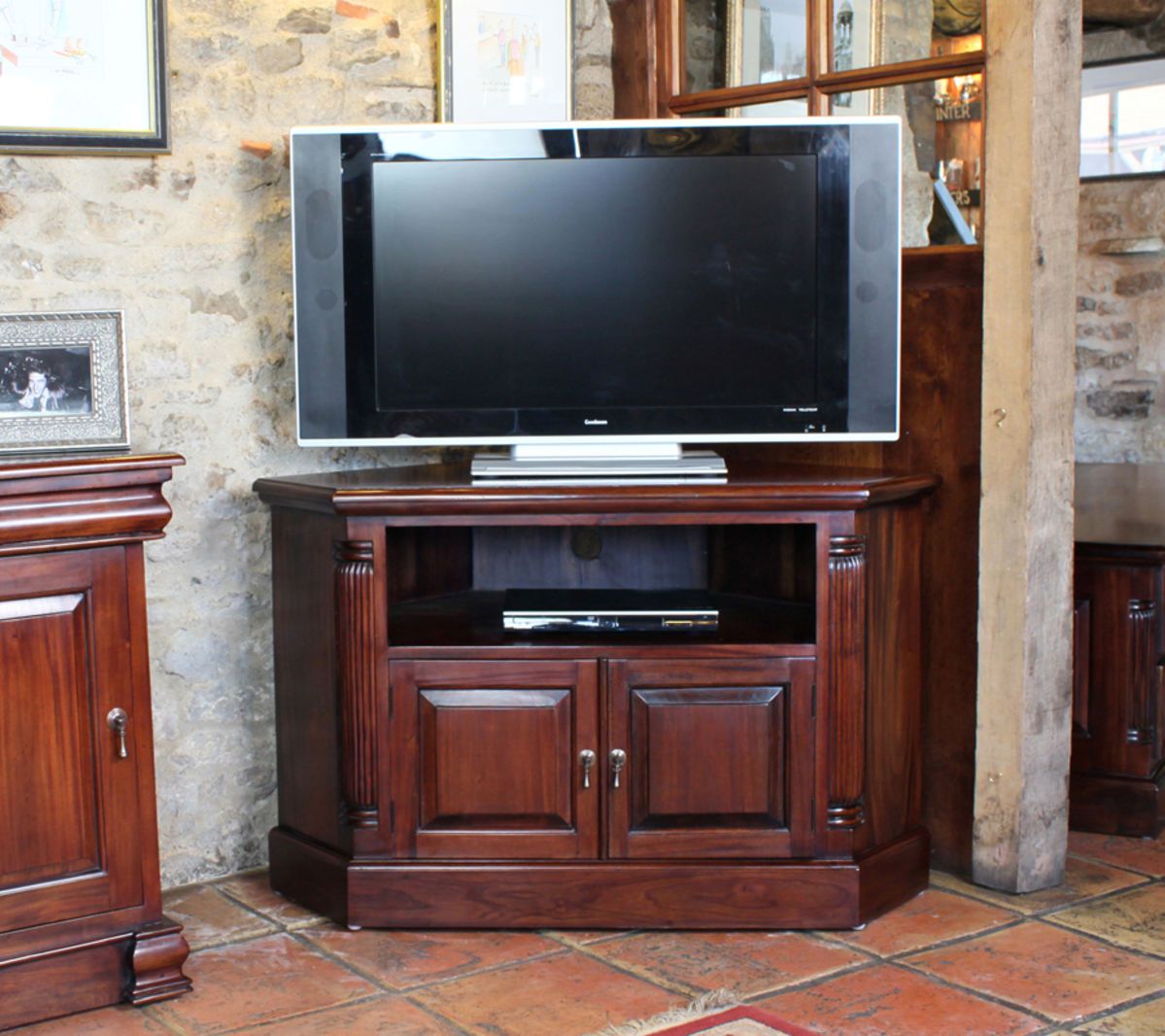 Mahogany Corner Television Cabinet Was £765.00 Now £ (View 3 of 15)