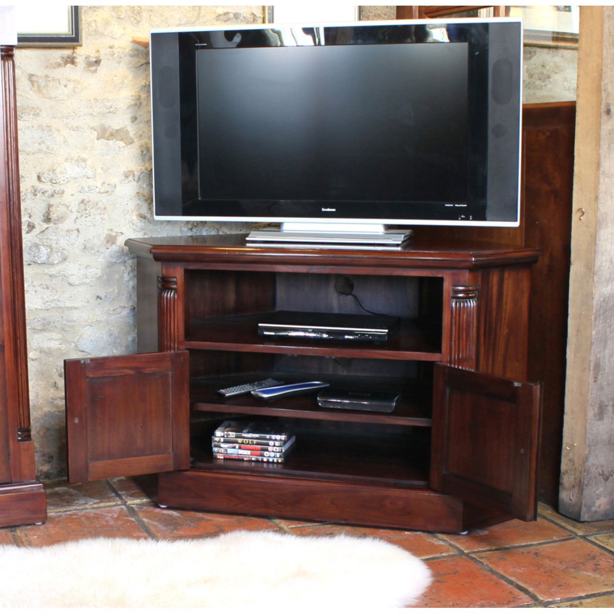 Mahogany Corner Television Cabinet – Wooden Furniture Store Pertaining To Wooden Corner Tv Cabinets (View 8 of 15)