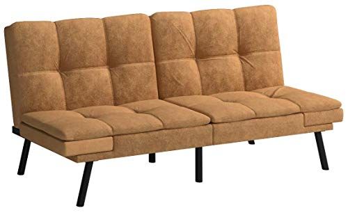 Mainstay* Wooden Frame Memory Foam Split Seat And Back Throughout Celine Sectional Futon Sofas With Storage Camel Faux Leather (View 5 of 15)