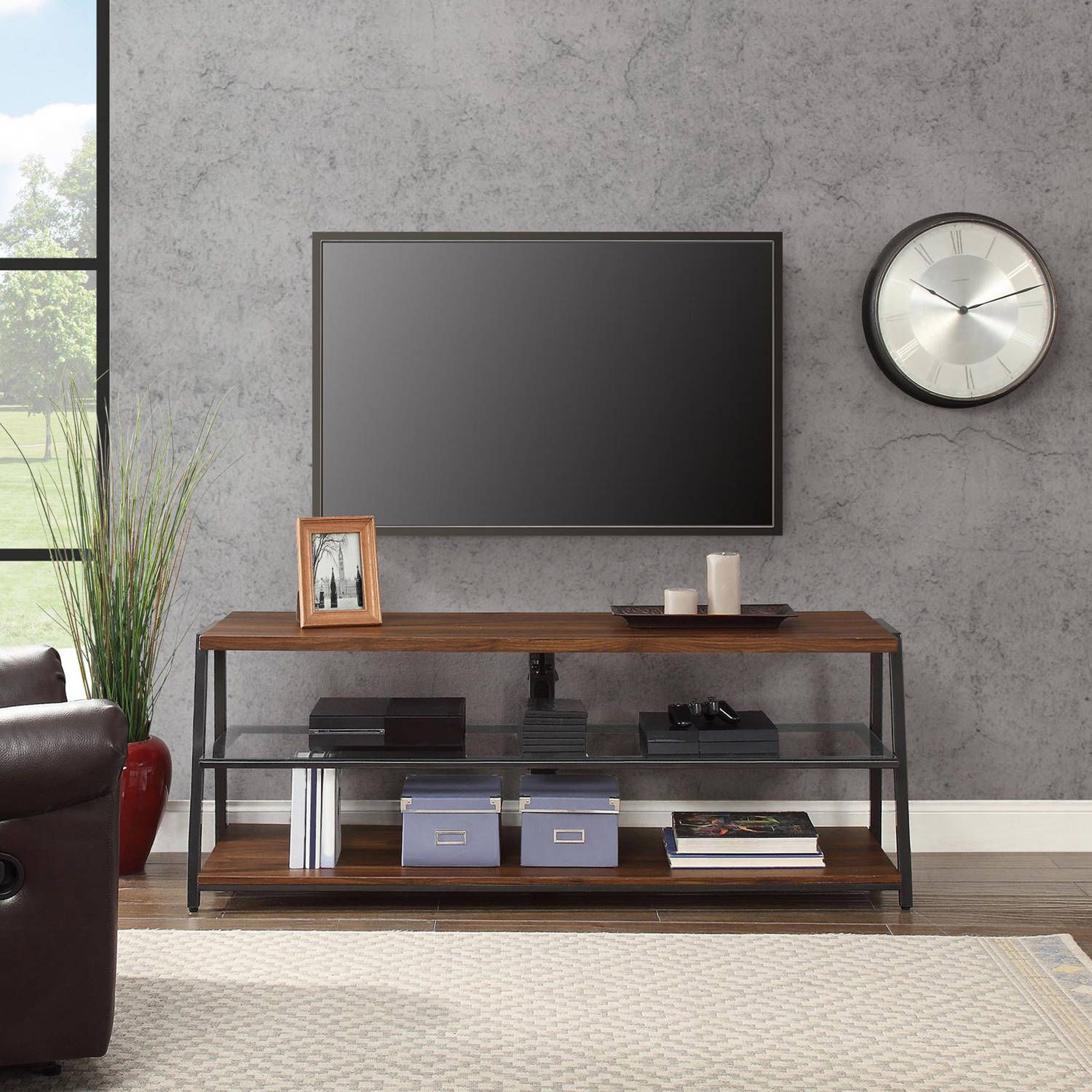 Mainstays Arris 3 In 1 Tv Stand For Televisions Up To 70 Throughout Mainstays Arris 3 In 1 Tv Stands In Canyon Walnut Finish (View 5 of 15)