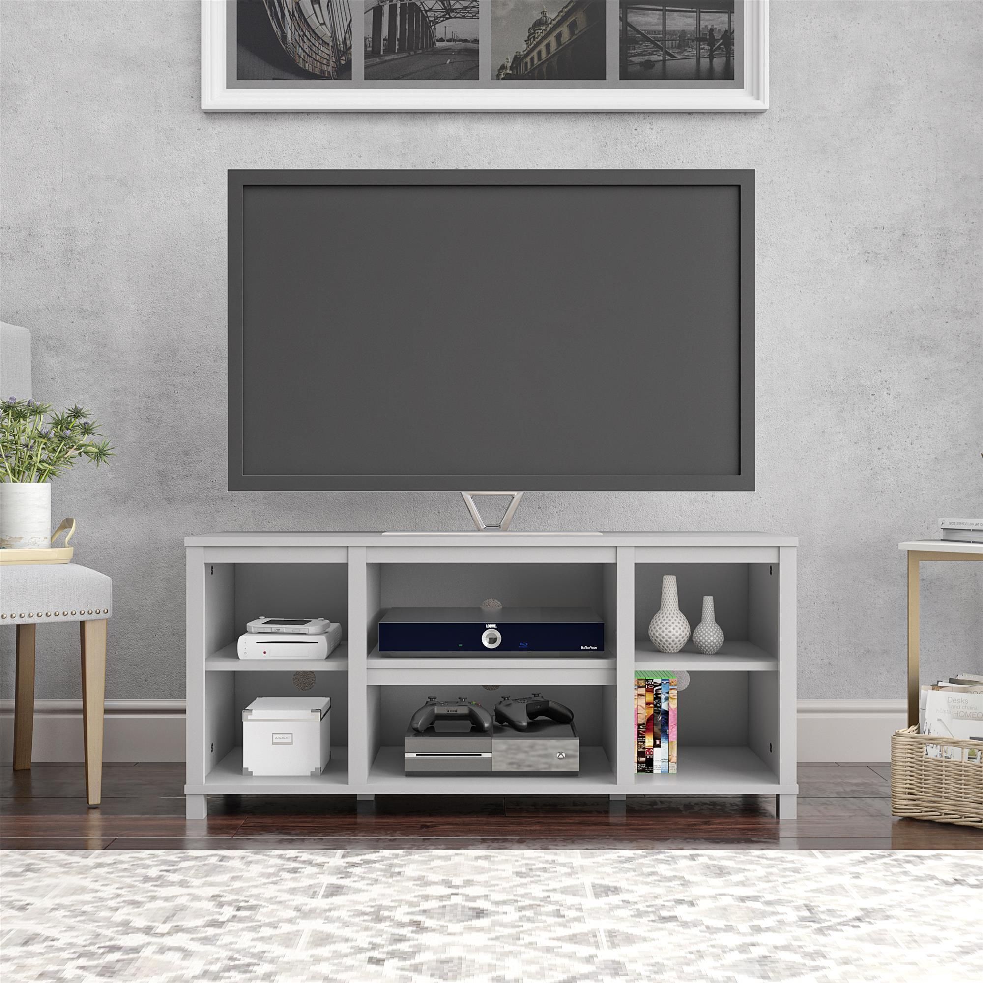 Mainstays Parsons Cubby Tv Stand For Tvs Up To 50", Dove Intended For Penelope Dove Grey Tv Stands (View 3 of 15)