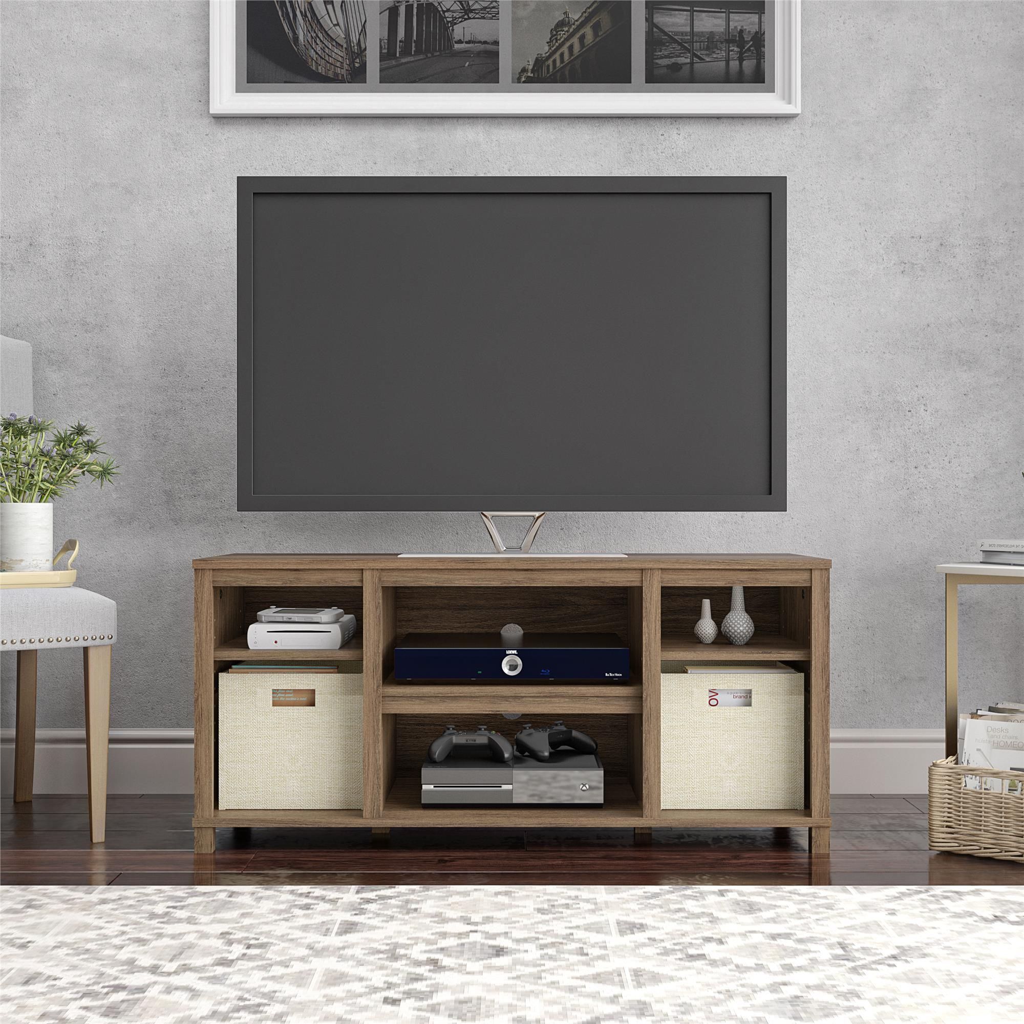 Mainstays Parsons Cubby Tv Stand For Tvs Up To 50", Rustic Within Tv Stands For Tvs Up To 50&quot; (View 2 of 15)