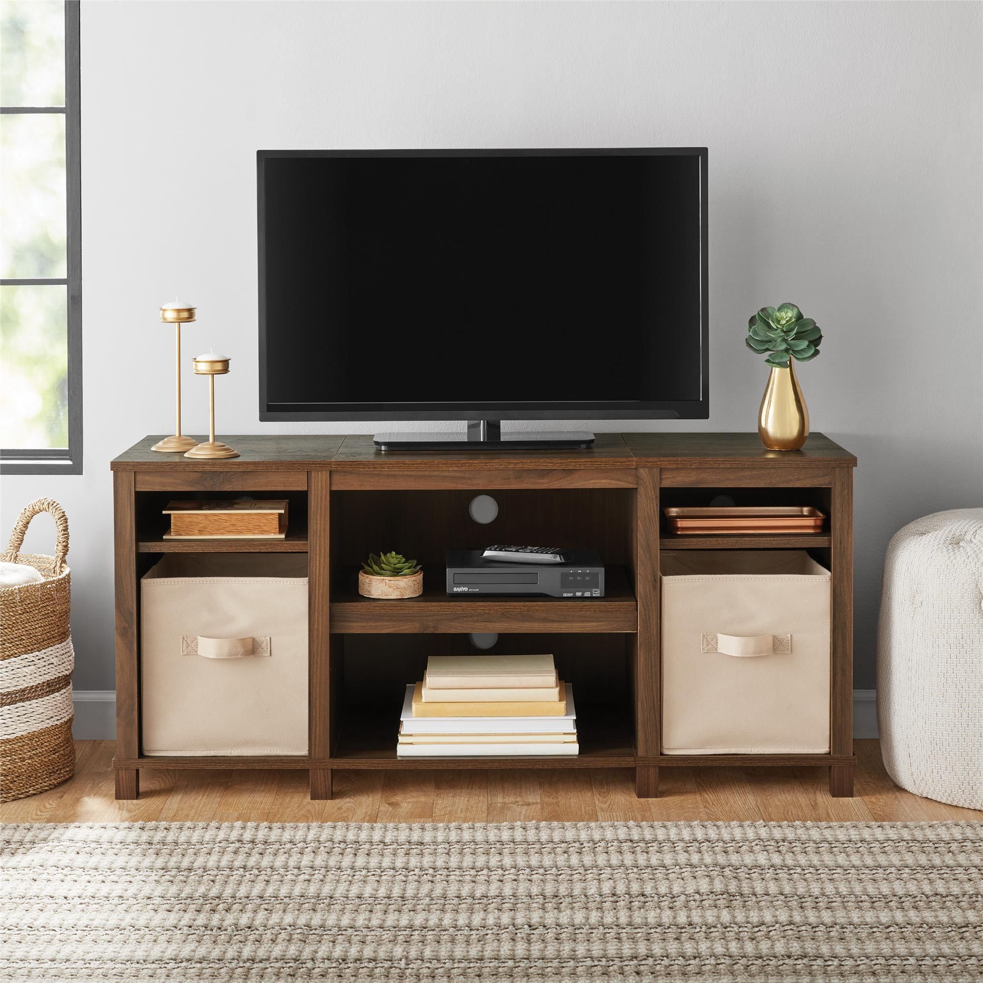 Mainstays Parsons Cubby Tv Stand For Tvs Up To 50", Walnut With Regard To Allegra Tv Stands For Tvs Up To 50" (View 2 of 15)