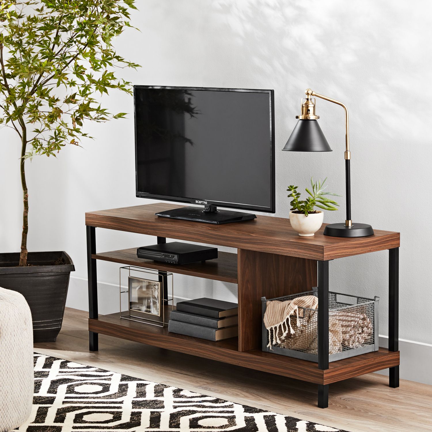 Mainstays Sumpter Park Collection Media Tv Stand For Tvs For Canyon Oak Tv Stands (View 11 of 15)