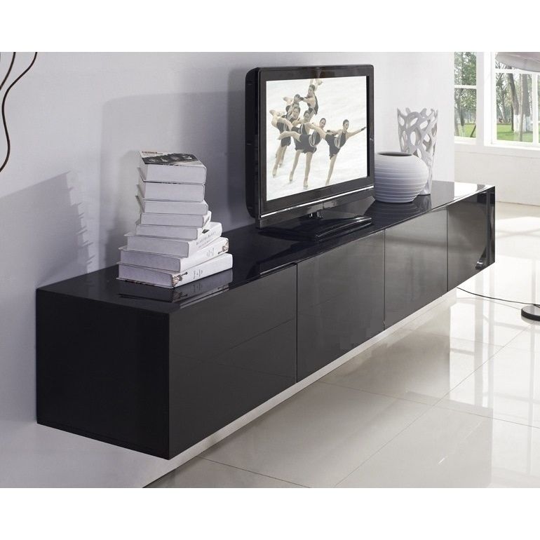 Majeston Floating Tv Cabinet In Gloss Black  (View 15 of 15)