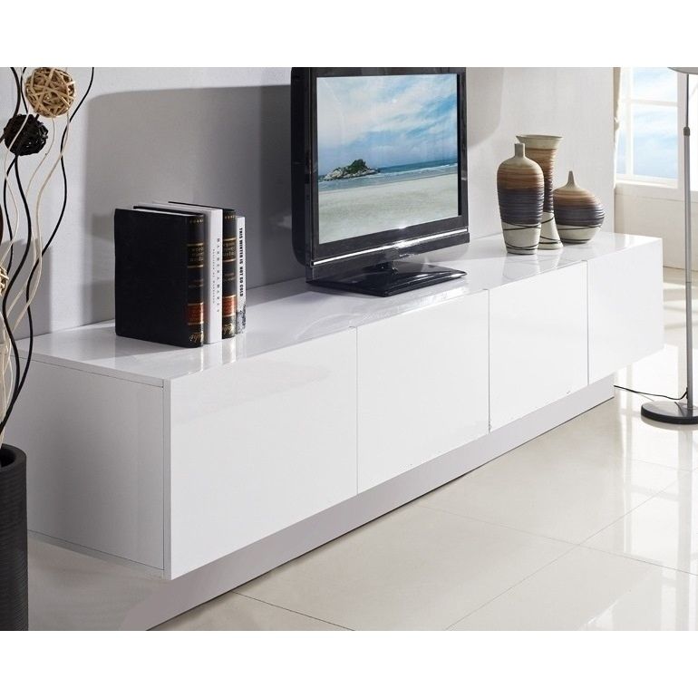 Majeston Floating Tv Cabinet In Gloss White 2.4m | Buy With White High Gloss Tv Unit (Photo 9 of 15)