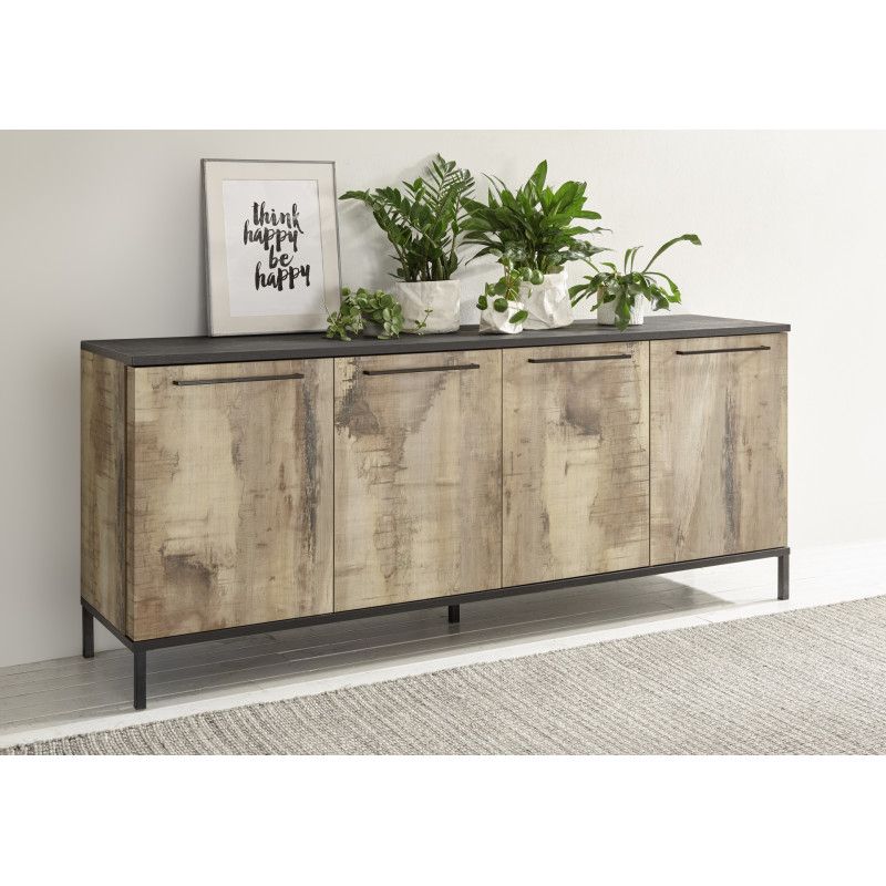 Mango Ii 207cm Sideboard In Black And Canyon Oak Finish With Canyon Oak Tv Stands (View 7 of 15)