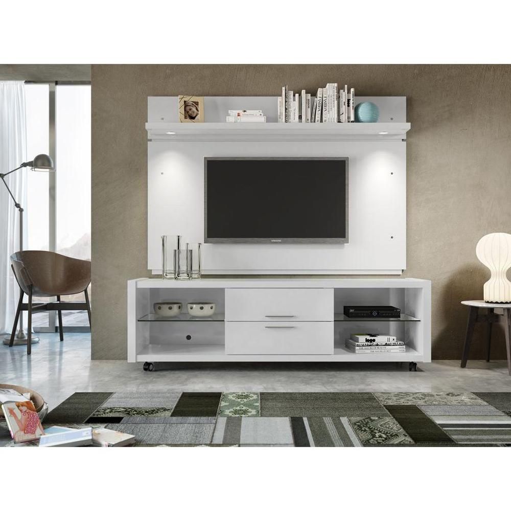Manhattan Comfort Park Tv Panel With Led Lights In White Inside Tv Stands With Back Panel (View 3 of 15)