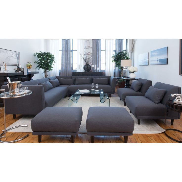Manhattan Concrete Grey Fabric 5 Piece Living Room Intended For Calvin Concrete Gray Sofas (View 3 of 15)