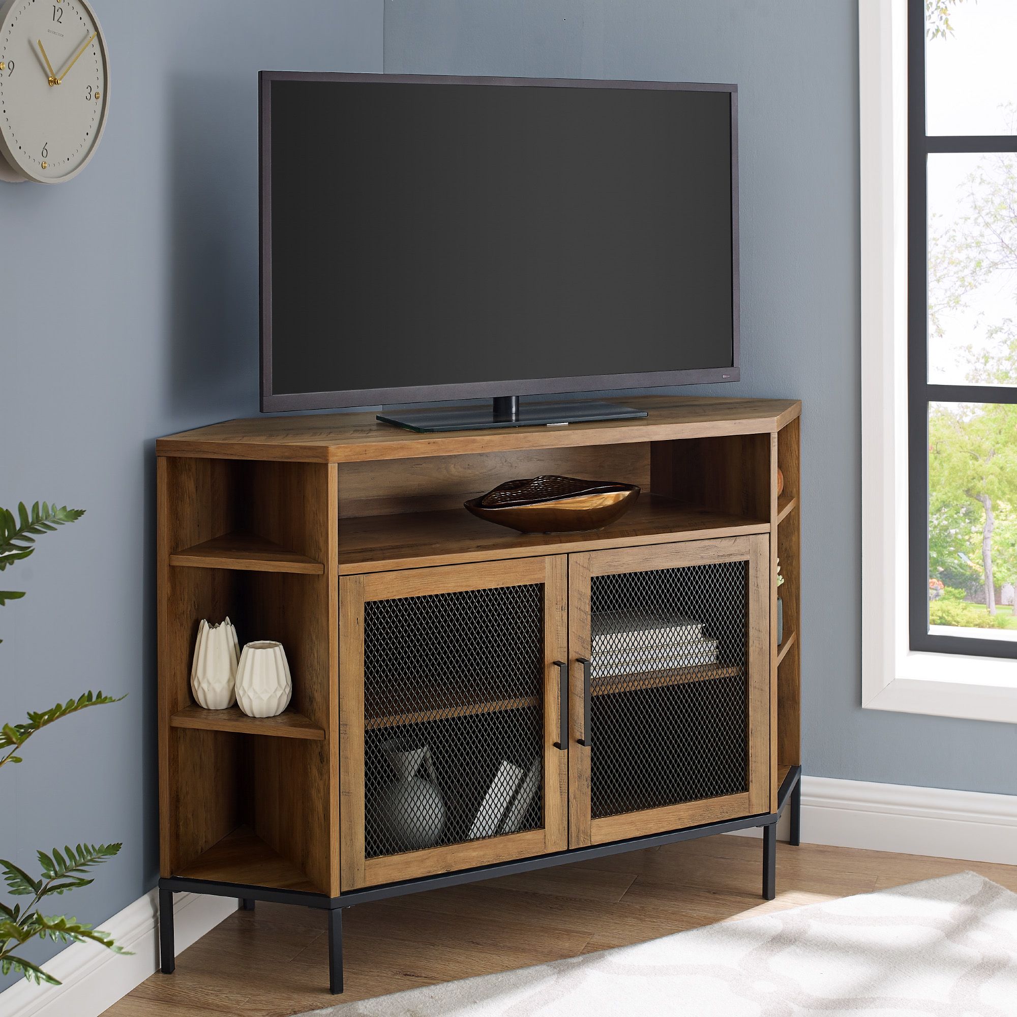 Manor Park 48 Inch Corner Tv Stand For Tvs Up To 55 Within Corner Tv Stands For Tvs Up To 48" Mahogany (View 1 of 15)