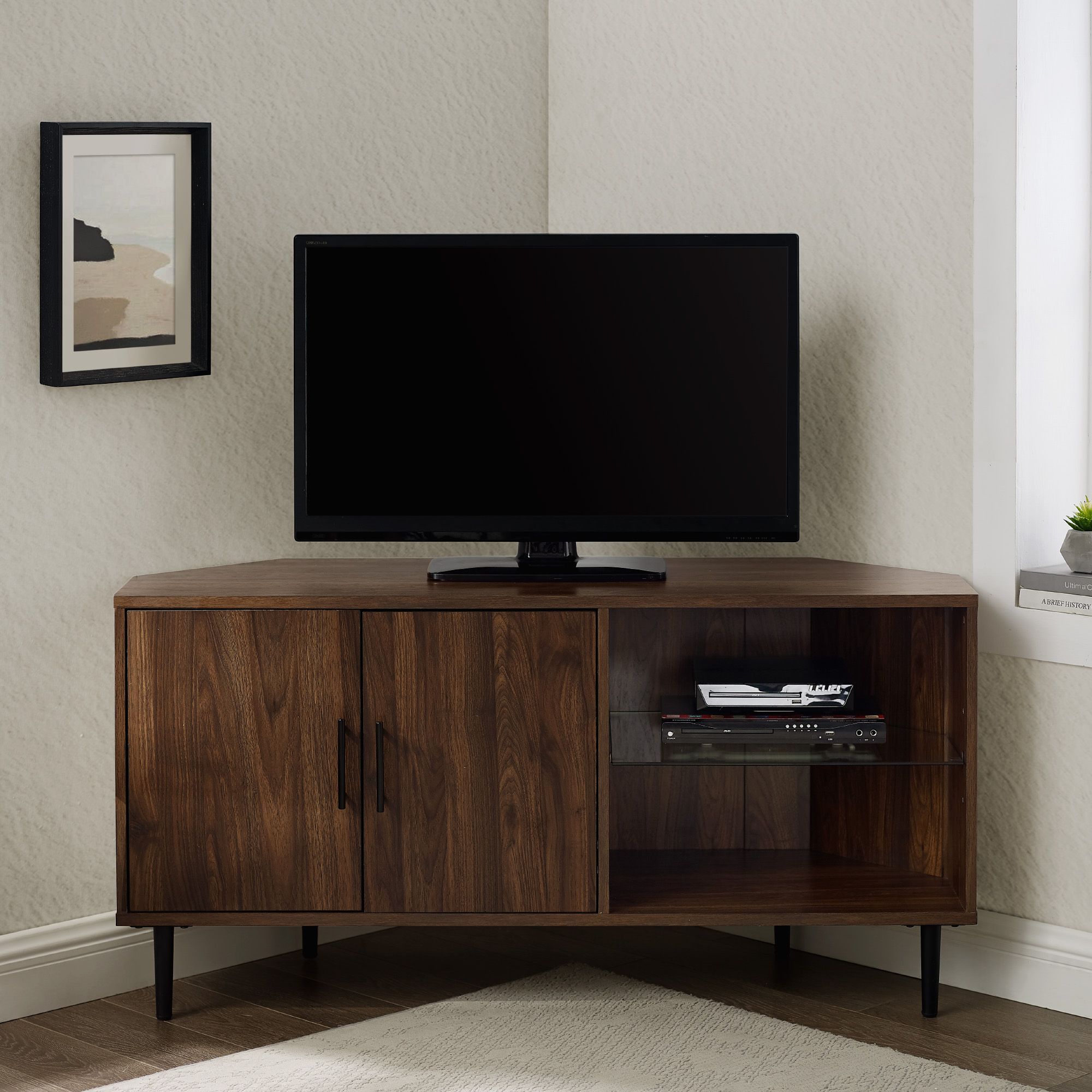 Manor Park Basie 2 Door Corner Tv Stand For Tvs Up To 55 For Twila Tv Stands For Tvs Up To 55" (Photo 7 of 15)