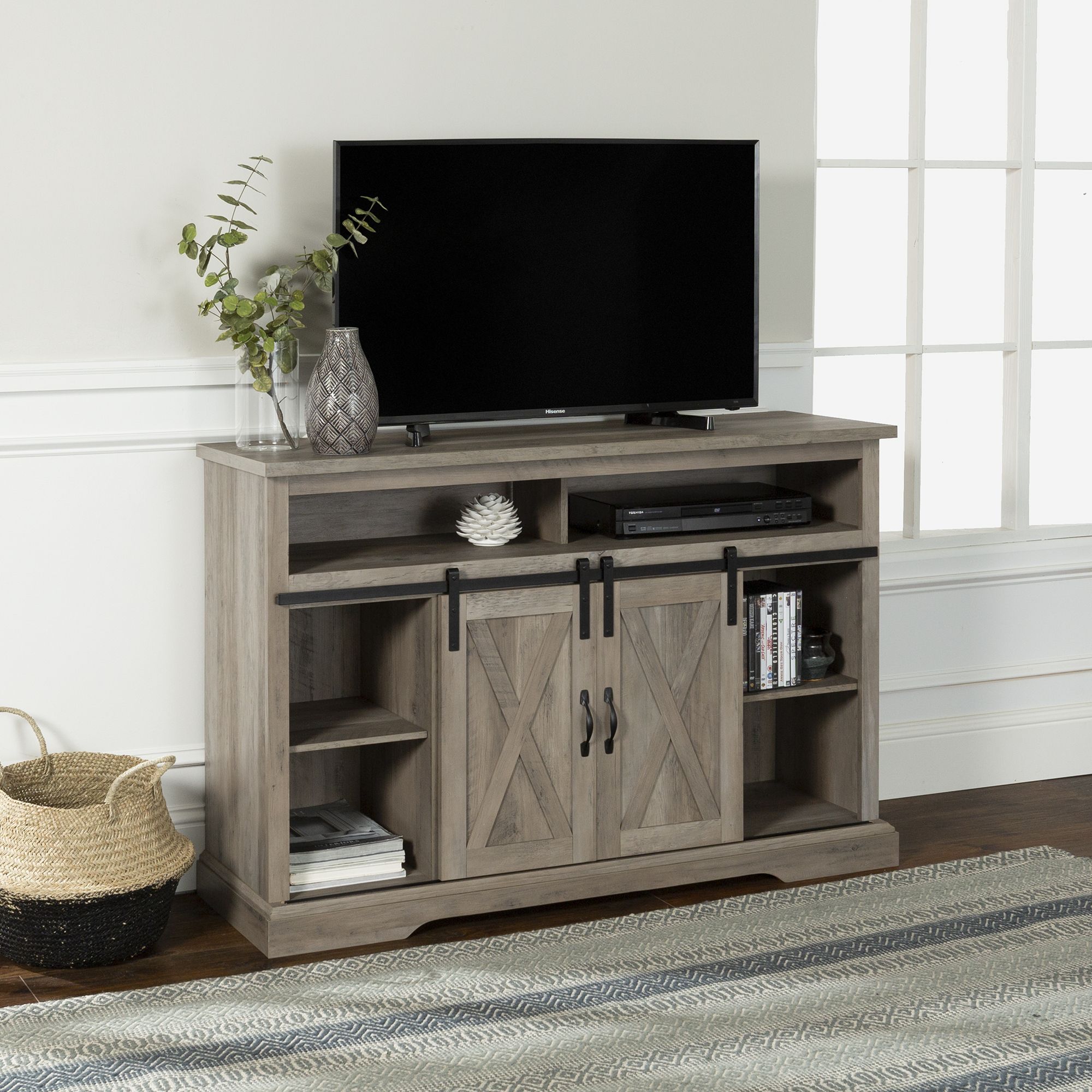 Manor Park Farmhouse Barn Door Tv Stand For Tvs Up To 58 For Kamari Tv Stands For Tvs Up To 58&quot; (View 8 of 15)