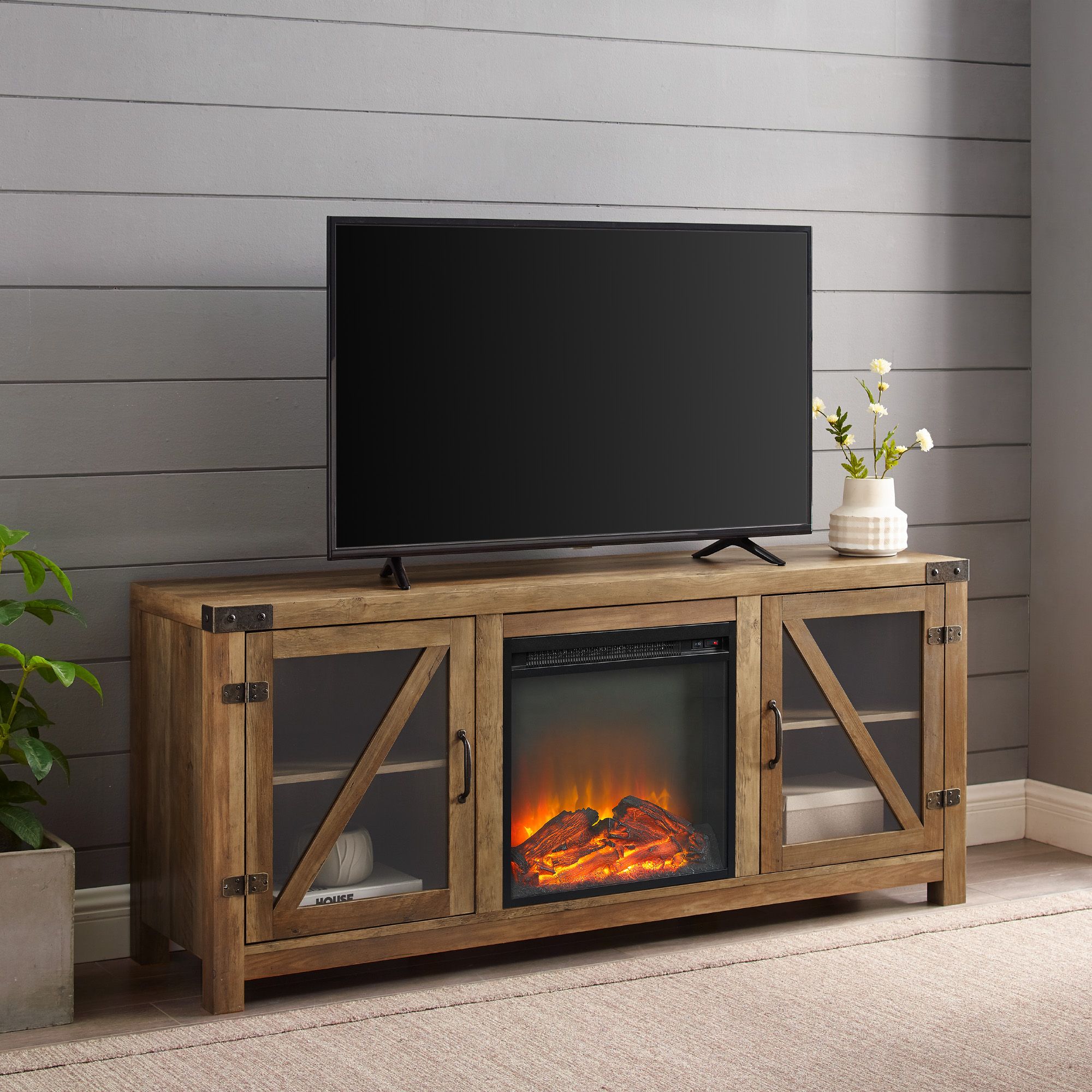 Manor Park Fireplace Tv Stand For Tvs Up To 65", Reclaimed Within Sahika Tv Stands For Tvs Up To 55&quot; (View 6 of 15)
