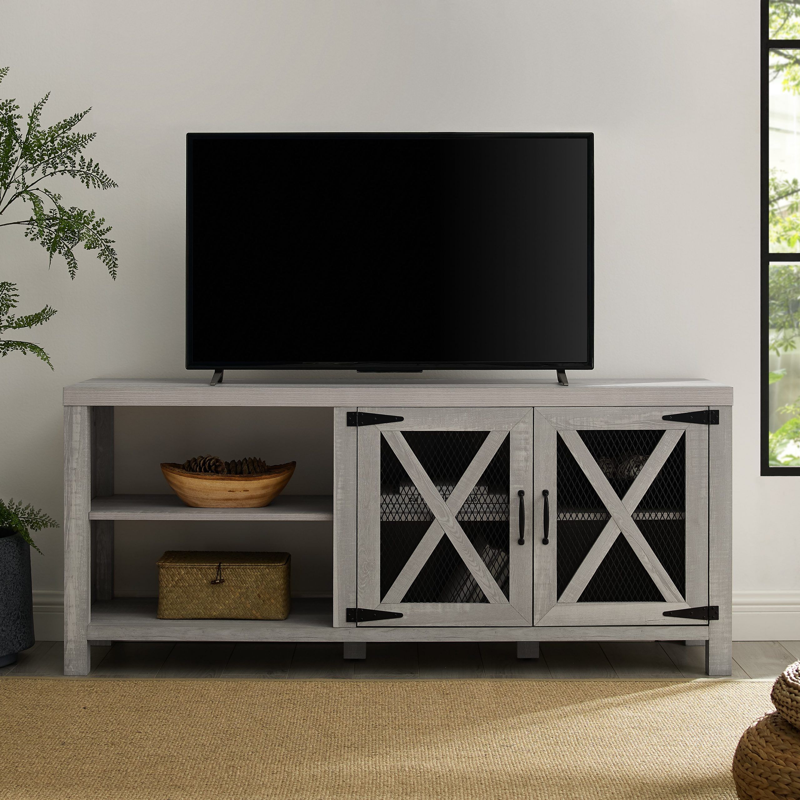 Manor Park Industrial Farmhouse Tv Stand For Tvs Up To 65 Intended For Industrial Tv Stands (View 11 of 15)