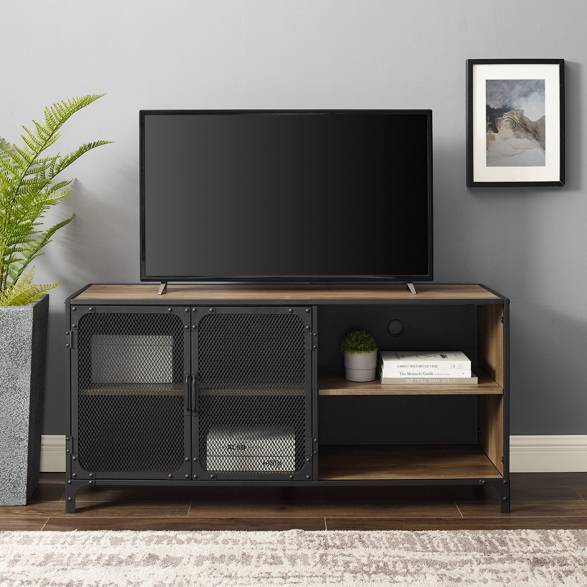 Manor Park Industrial Tv Stand For Tvs Up To 58 With Kamari Tv Stands For Tvs Up To 58" (View 2 of 15)