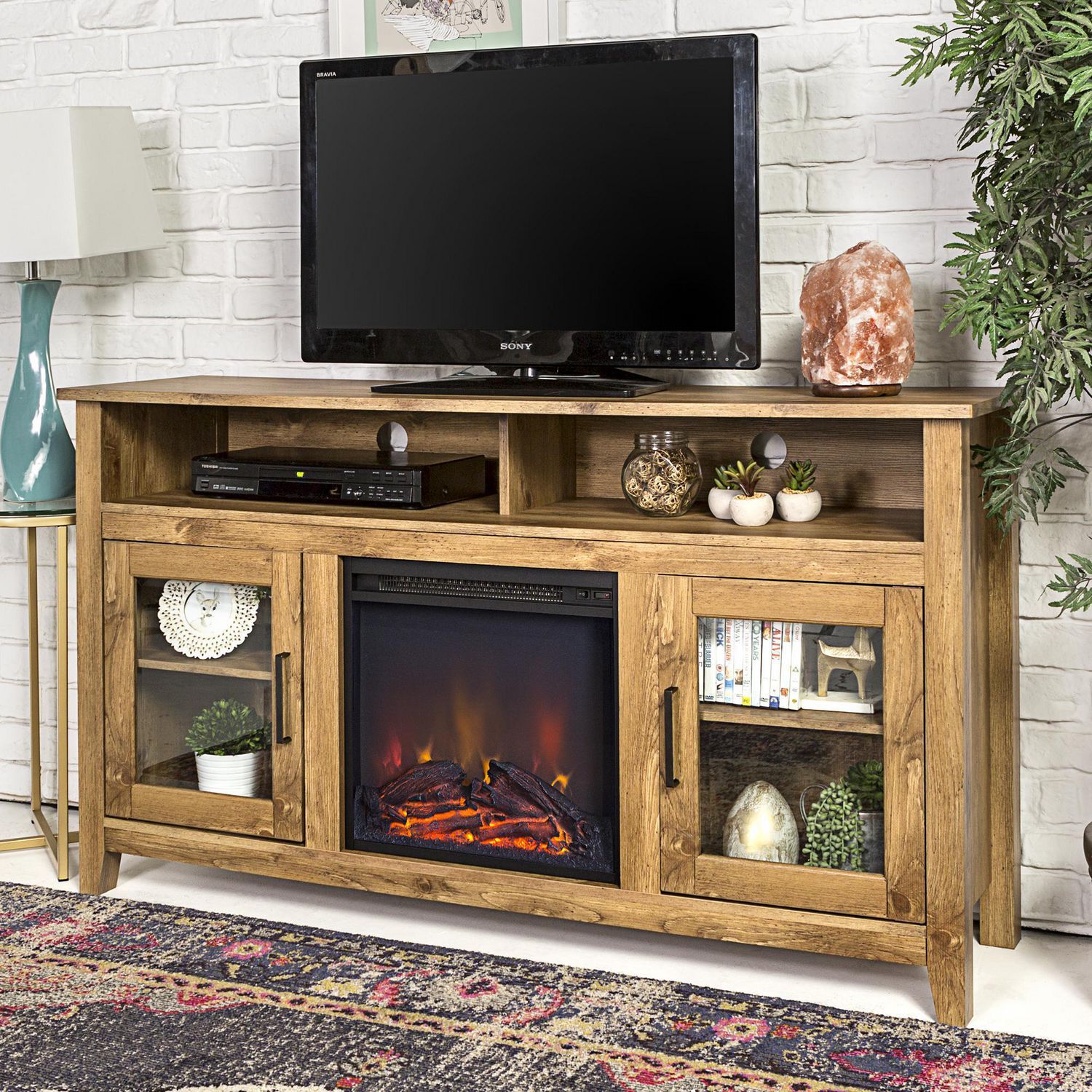 Manor Park Tall Rustic Fireplace Tv Stand For Tv's Up To Pertaining To Rustic Tv Stands (View 2 of 15)