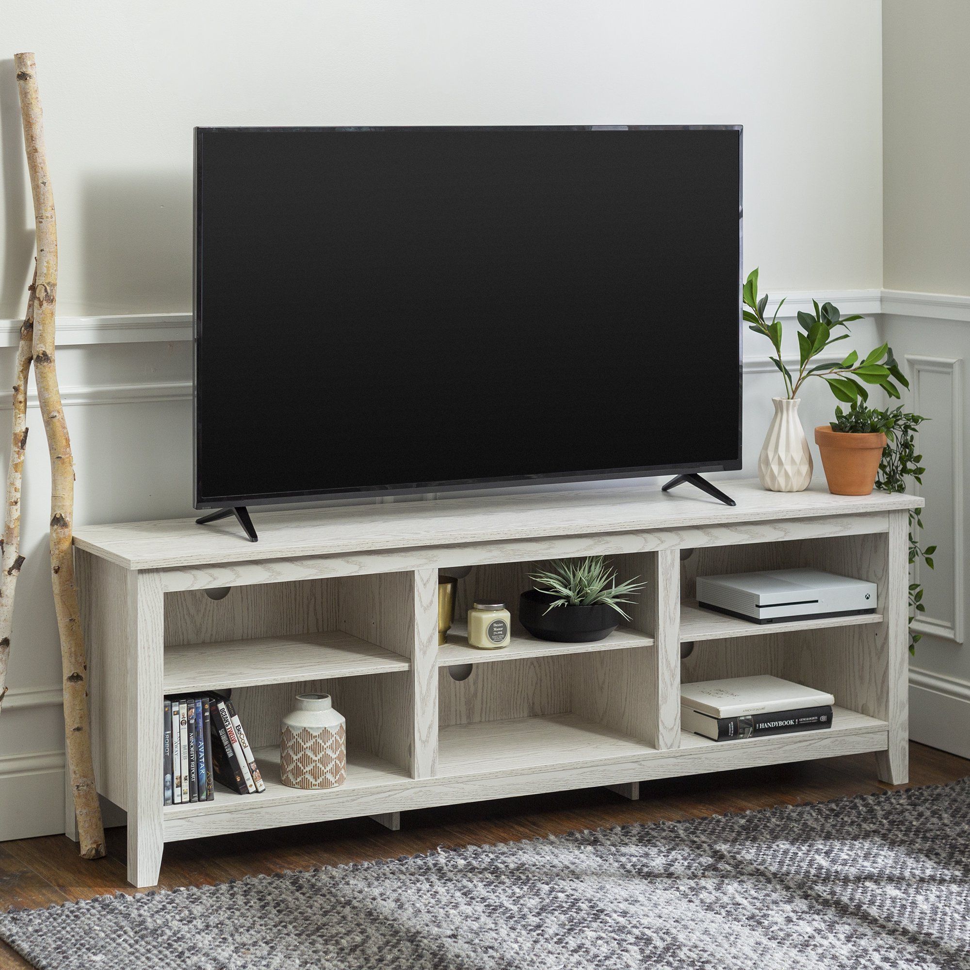 Manor Park Wood Tv Media Storage Stand For Tvs Up To 78 Throughout Woven Paths Open Storage Tv Stands With Multiple Finishes (View 5 of 15)