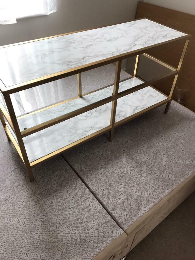 Marble And Gold Customised Tv Stand / Media Unit Ikea | In With Regard To Claudia Brass Effect Wide Tv Stands (View 8 of 15)